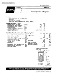 LA6501 datasheet: Power operational amplifier LA6501
