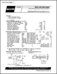 2SA1481 datasheet: PNP epitaxial planar silicon transistor, high speed switching application 2SA1481