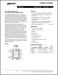 CA3280 datasheet: Dual, 9MHz, Operational Transconductance Amplifier CA3280