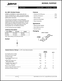 MUR820 datasheet: 8A, 200V Ultrafast Diodes MUR820