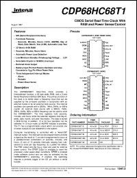 CDP68HC68T1 datasheet: CMOS Serial Real-Time Clock With RAM and Power Sense/Control CDP68HC68T1