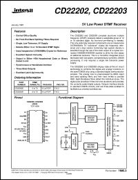 CD22203 datasheet: 5V Low Power DTMF Receiver CD22203