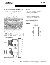 CD22204 datasheet: 5V Low Power Subscriber DTMF Receiver CD22204