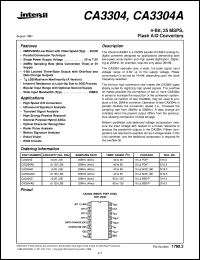 CA3304 datasheet: 4-Bit, 25 MSPS, Flash A/D Converters CA3304