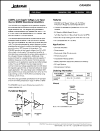 CA5420A datasheet: 0.5MHz, Low Supply Voltage, Low Input Current BiMOS Operational Amplifiers FN1925.4 CA5420A