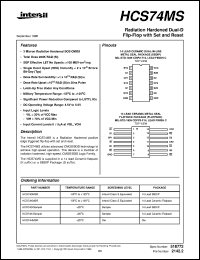 HCS74MS datasheet: Radiation Hardened Dual-D Flip-Flop with Set and Reset HCS74MS