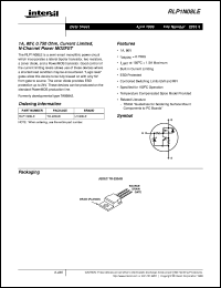 RLP1N08LE datasheet: 1A, 80V, 0.750 Ohm, Current Limited, N-Channel Power MOSFET RLP1N08LE