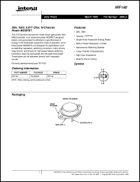 IRF140 datasheet: 28A and 25A, 80V and 100V, 0.077 and 0.100 Ohm, N-Channel Power MOSFETs IRF140