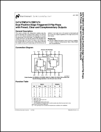 DM5474J/883 datasheet: Dual Positive-Edge-Triggered D Flip-Flop with Preset, Clear and Complementary Outputs DM5474J/883