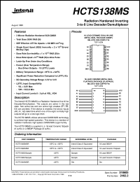 HCTS138MS datasheet: Radiation Hardened Inverting 3-to-8 Line Decoder/Demultiplexer HCTS138MS