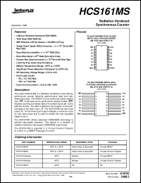 HCS161MS datasheet: Radiation Hardened  Synchronous Counter HCS161MS