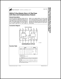 DM54L73J/883 datasheet: Dual Master-Slave J-K Flip-Flops with Clear and Complementary Outputs DM54L73J/883