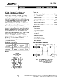 HA-2556 datasheet: 57MHz, Wideband, Four Quadrant, Voltage Output Analog Multiplier FN2477.5 HA-2556