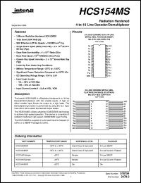 HCS154MS datasheet: Radiation Hardened  4-to-16 Line Decoder/Demultiplexer HCS154MS