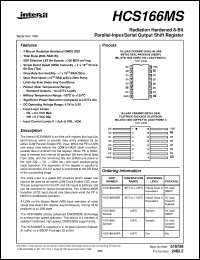HCS166MS datasheet: Radiation Hardened 8-Bit  Parallel-Input/Serial Output Shift Register HCS166MS