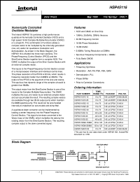 HSP45116 datasheet: Numerically Controlled Oscillator/Modulator HSP45116