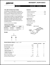 RURH1520CC datasheet: 15A, 200V Ultrafast Dual Diodes RURH1520CC