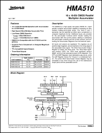 HMA510 datasheet: 16 x 16-Bit CMOS Parallel Multiplier Accumulator HMA510