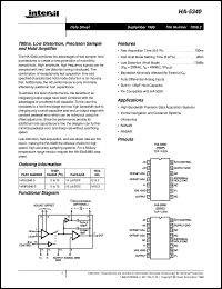 HA-5340 datasheet: 700ns, Low Distortion, Precision Sample and Hold Amplifier FN2859.3 HA-5340