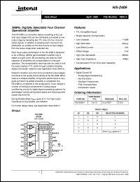 HA-2406 datasheet: 30MHz, Digitally Selectable Four Channel Operational Amplifier HA-2406