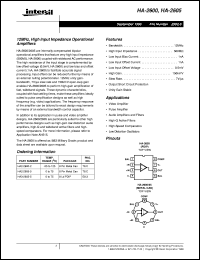 HA-2600 datasheet: 12MHz, High Input Impedance Operational Amplifiers FN2902.3 HA-2600