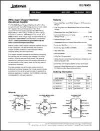 ICL7650S datasheet: 2MHz, Super Chopper-Stabilized Operational Amplifier ICL7650S