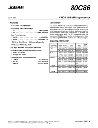 80C86 datasheet: CMOS 16-Bit Microprocessor 80C86