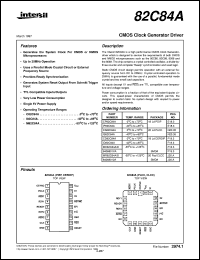 82C84A datasheet: CMOS Clock Generator Driver 82C84A
