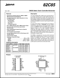 82C85 datasheet: CMOS Static Clock Controller/Generator 82C85
