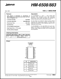 HM-6508/883 datasheet: 1024 x 1 CMOS RAM HM-6508/883