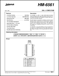 HM-6561 datasheet: 256 x 4 CMOS RAM HM-6561