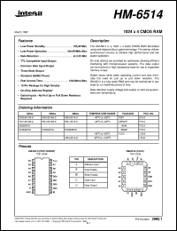 HM-6514 datasheet: 1024 x 4 CMOS RAM HM-6514