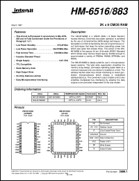 HM-6516/883 datasheet: 2K x 8 CMOS RAM HM-6516/883