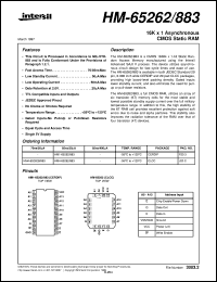 HM-65262/883 datasheet: 16K x 1 Asynchronous CMOS Static RAM HM-65262/883