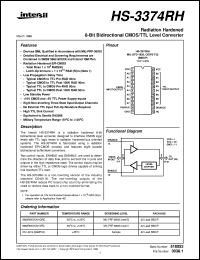 HS-3374RH datasheet: Radiation Hardened 8-Bit Bidirectional CMOS/TTL Level Converter HS-3374RH