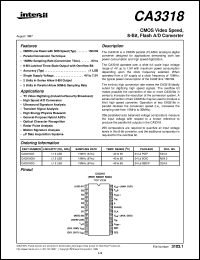 CA3318 datasheet: CMOS Video Speed, 8-Bit, Flash A/D Converter CA3318