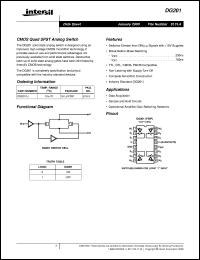 DG201 datasheet: CMOS Quad SPST Analog Switch DG201