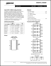 DG201A datasheet: Quad SPST, CMOS Analog Switches DG201A