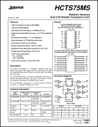 HCTS75MS datasheet: Radiation Hardened Dual 2-Bit Bistable Transparent Latch HCTS75MS
