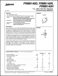 FRM9140H datasheet: 11A, -100V, 0.300 Ohm, Rad Hard, P-Channel Power MOSFETs FRM9140H