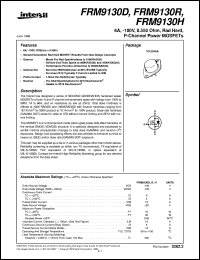 FRM9130R datasheet: 6A, -100V, 0.550 Ohm, Rad Hard, P-Channel Power MOSFETs FRM9130R