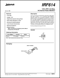 IRF614 datasheet: 2.0A, 250V, 2.0 Ohm, N-Channel Power MOSFET IRF614