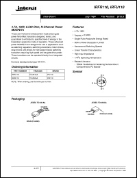 IRFU110 datasheet: 4.7A, 100V, 0.540 Ohm, N-Channel Power MOSFETs IRFU110