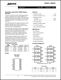 DG441 datasheet: Monolithic, Quad SPST, CMOS Analog Switches DG441