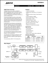 HSP50016 datasheet: Digital Down Converter HSP50016