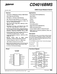 CD4016BMS datasheet: Radiation Hardened CMOS Quad Bilateral Switch CD4016BMS