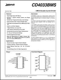 CD4033BMS datasheet: Radiation Hardened CMOS Decade Counter/Divider CD4033BMS