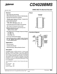 CD4028BMS datasheet: Radiation Hardened CMOS BCD-To-Decimal Decoder CD4028BMS