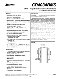 CD4034BMS datasheet: Radiation Hardened CMOS 8-Stage Static Bidirectional Parallel/Serial Input/Output Bus Register CD4034BMS