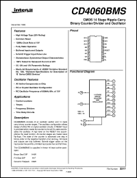 CD4060BMS datasheet: Radiation Hardened CMOS 14 Stage Ripple-Carry Binary Counter/Divider and Oscillator CD4060BMS